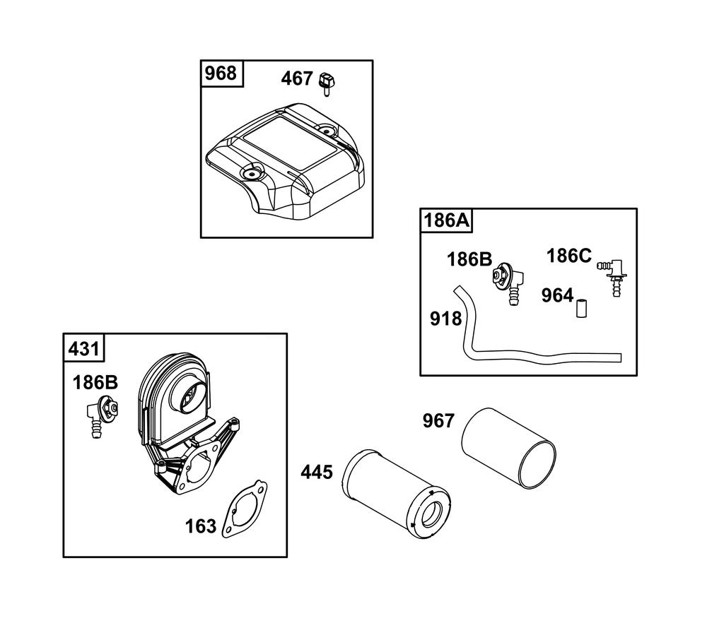 Air Cleaner Group Diagram and Parts List for 44N677-0076-G1 400000 - 699999 Briggs and Stratton Engine